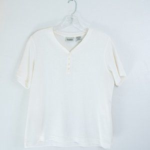 Classic Elements White Ribbed top V-neck Size Medium